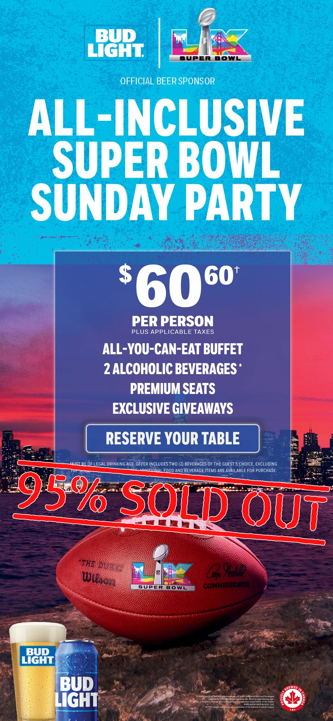 Superbowl Sunday Party at NBA Restaurant - Reserve your table now